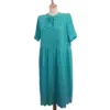 robe manches courtes turquoise brodé friperie vintage