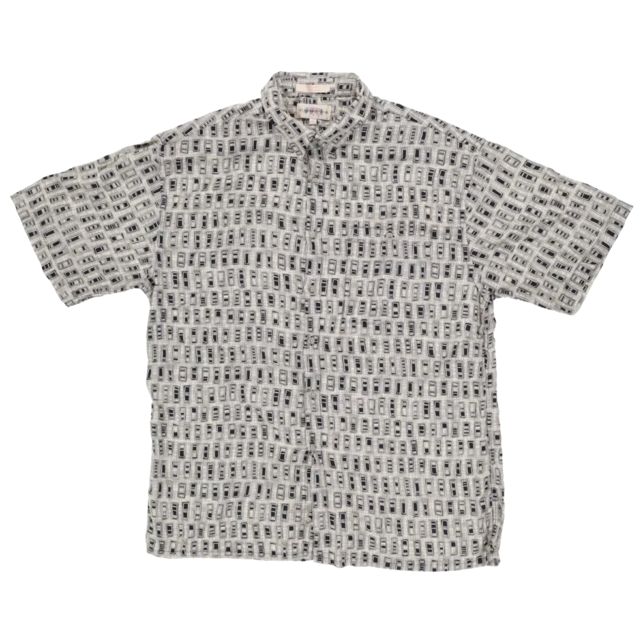 chemise géométrique manches courtes friperie vintage