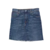 jupe en jean courte en coton bas frangés friperie vintage