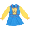 robe bleue et jaune manches longues friperie vintage