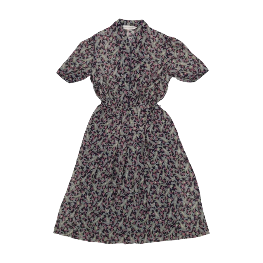 robe mi-longue marquée taille à imprimé friperie vintage