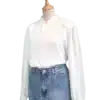 chemise blanche manches longues friperie vintage col dentelle