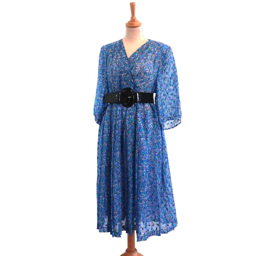 robe bleu turquoise ample friperie vintage