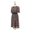 robe marron violette paisley friperie vintage