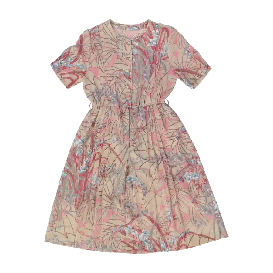robe mi-longue imprimé fleurs friperie vintage
