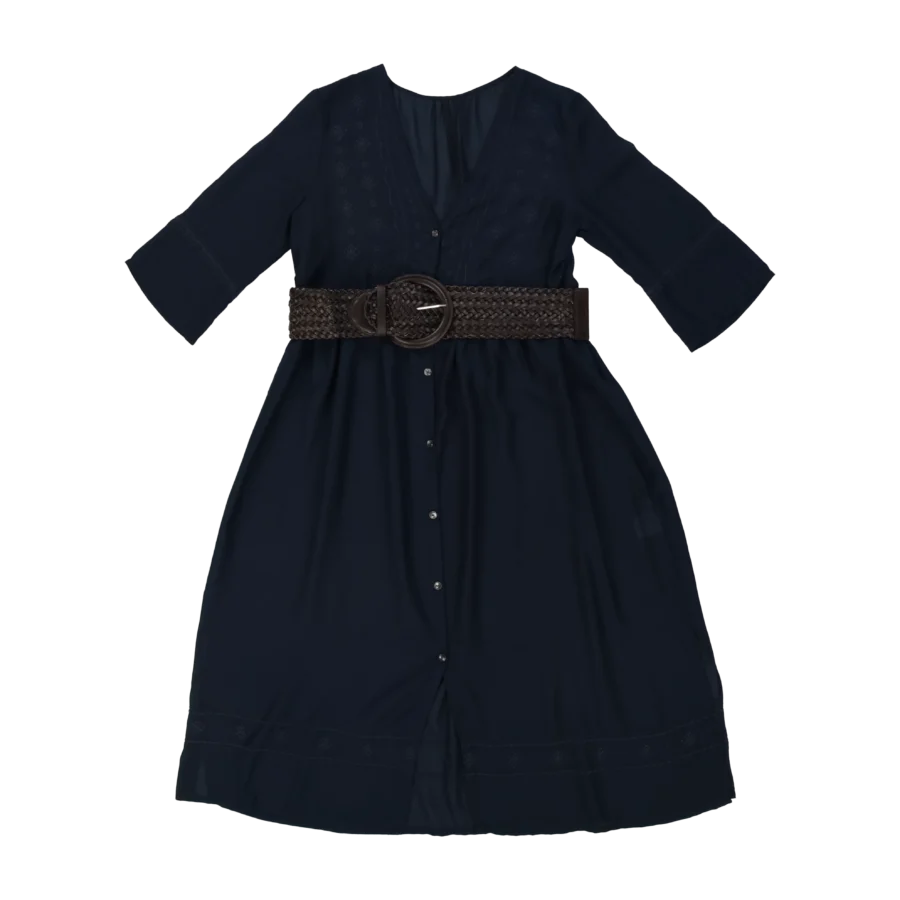robe longue bleu marine friperie vintage
