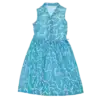 robe bleue plissée imprimé friperie vintage