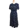 robe bleue mi-longue à imprimé friperie vintage