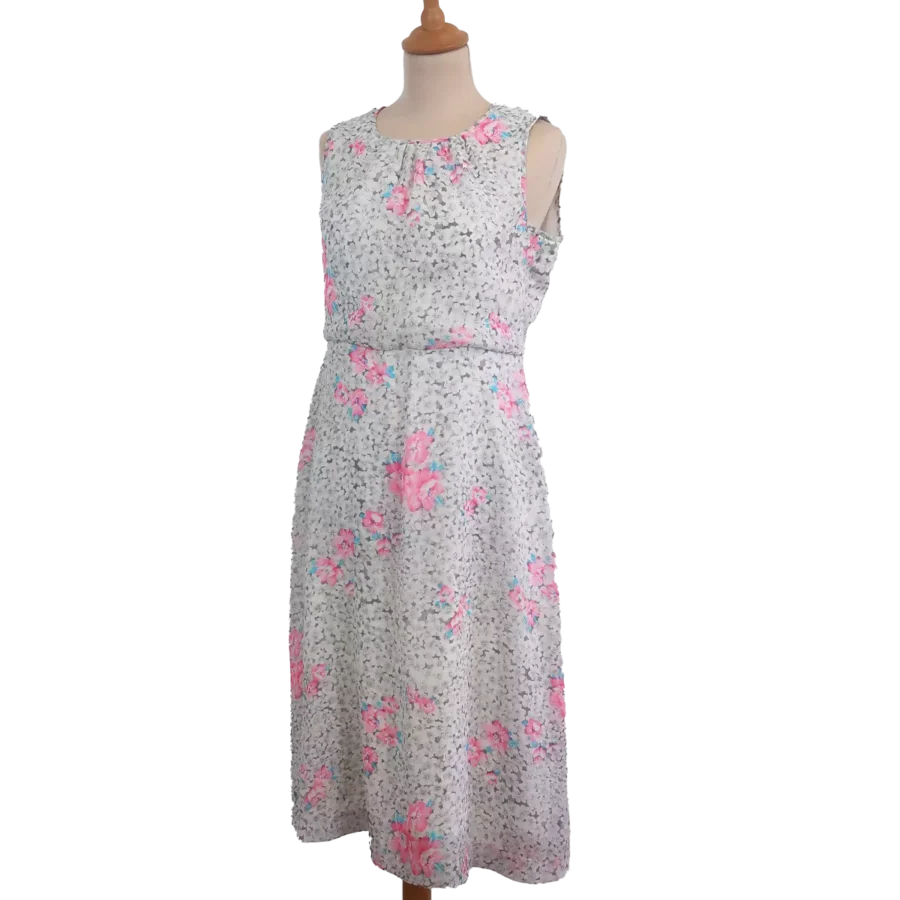 robe mi-longue imprimé fleurs friperie vintage