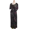 robe longue noire à fleurs friperie vintage