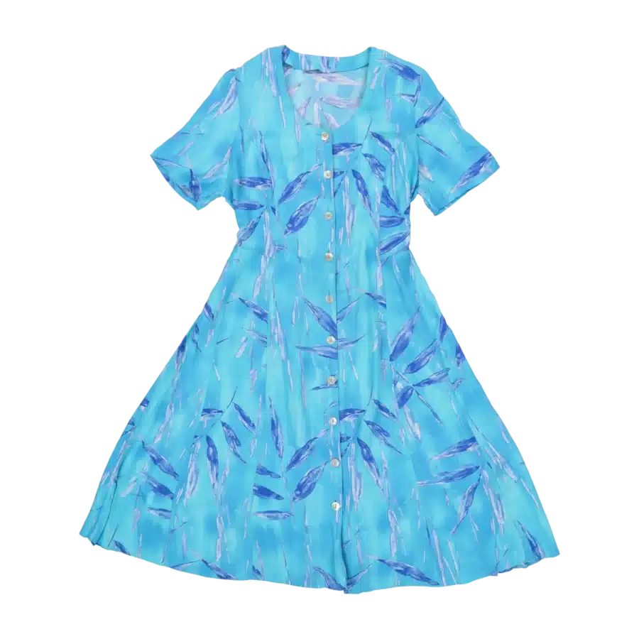 robe boutonnée bleue friperie vintage